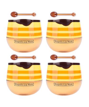 4Pcs Honey Lip Mask Pot Moisturizing Honey Lip Masks E-Family set honey lip balm sets