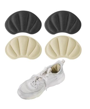2 pairs of heel cushions heel protection for shoes heel cushions for too large shoes self -adhesive prevents heel good for sneakers (beige black) black beige 2 pairs