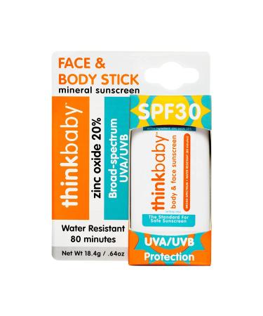 thinkbaby Sunscreen Stick White/Orange 0.64oz (2 Pack) - Natural Mineral Sun Protection - SPF 30+ - Non-Toxic Formula - Buy Online on GoSupps.com