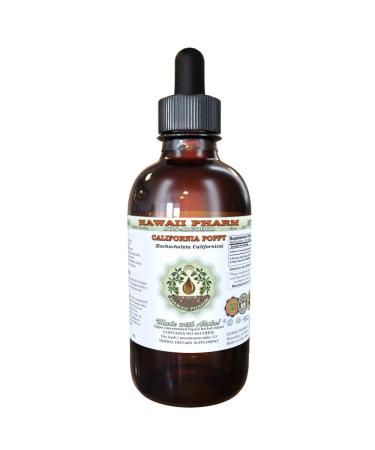 California Poppy Alcohol-Free Liquid Extract, Organic California Poppy (Eschscholzia Californica) Dried Above-Ground Part Glycerite 2 oz 2 Ounce (Pack of 1)