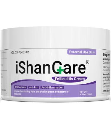 ishancare Folliculitis Treatment Highly Effective Folliculitis Cream Natural folliculitis for Itching Redness Inflammation Ache Burning 3.53 Oz 100g