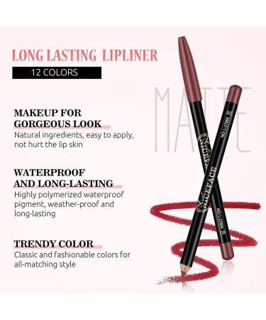 12 Color Matte Lip Liner Set - Waterproof Smooth & Durable Professional Makeup for Women - Buy Online on GoSupps.com