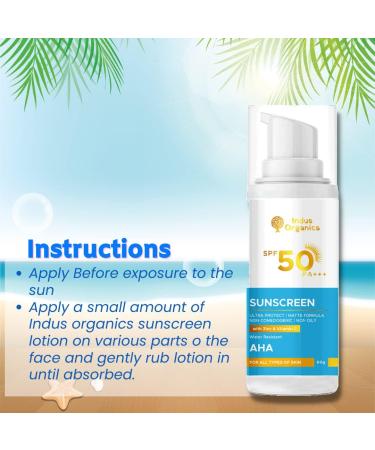 Buy In-dus Organics SPF 50+++ Lightweight Sunscreen - Multi-Vitamins Broad Spectrum UV & Blue Light Protection No White Cast Acne Safe for Unisex 2.02 Fl Oz - International Shipping Available - Buy Online on GoSupps.com