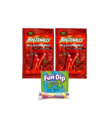 Halloween Candy Fund Dip Candy Dubble Bubble Candy Gummy and Hot-Tamales Filled Ropes Candy Variety Pack Snacks for Halloween Treats Christmas and Snacks for Kids (Pack of 4)