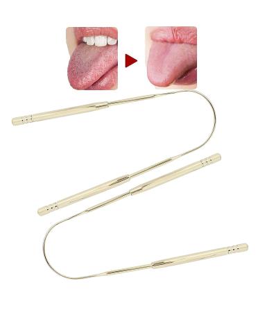 2Pcs Stainless Steel U Shape Tongue Scrape - Oral Hygiene Tongue Cleaner for Adults and Kids (Gold) - Buy Online on GoSupps.com