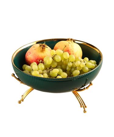 Fruit Basket Bowl Fruit Basket Ceramic Fruit Bowl Creative Minimalist Fruit Dish W/Metal Stand Decorative Dessert Snack Display for Kitchen Counter Bread Snacks (Color : A)