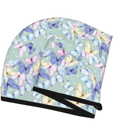 Hair Towel Wrap for Quick Drying Colorful Butterfly Design | Hair Drying Towel Turban with Button - Buy Online on GoSupps.com