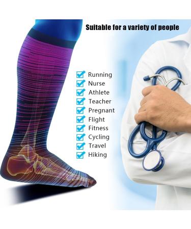 3 Pairs Plus Size Compression Socks (20-30 mmHg) for Women & Men - Wide Calf Knee-High Stockings - 3XL Mixed B - Buy Online on GoSupps.com
