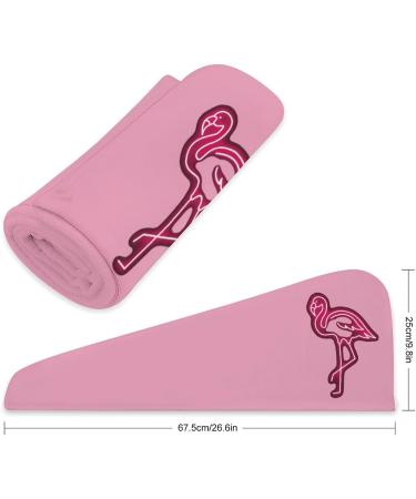 Flamingo Neon Microfiber Hair Towel Wrap for Women | Super Absorbent 10x26 Inch Hair Turban with Button - Perfect for Fast Drying & Travel - Buy Online on GoSupps.com