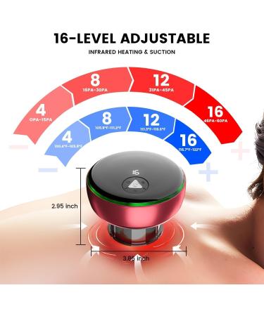 Dyroe Electric Infrared Cupping Massager - Intelligent 16 Gears 3 Modes Remote Control for Pain Relief & Body Detox - Buy Online on GoSupps.com