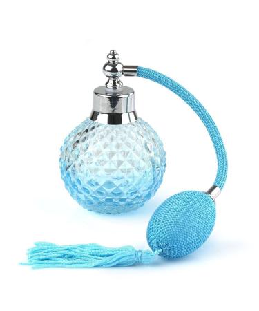 Coolrunner Crystal Art Vintage Style Refillable Perfume Atomizer Long Spray Bottle 100ml (Blue)