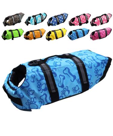 Dog Life Jacket Easy-Fit Adjustable Belt Pet Saver Swimming Safety Swimsuit Preserver with Reflective Stripes for Doggie (M, Blue) Medium blue