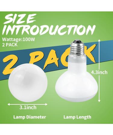 LUCKY HERP 2 Pack 100W UVA Reptile Heat Lamp Bulb Amphibian Basking Spot Light Bulb Reptile Daylight Bulb for Turtle Bearded Dragon Lizard Heating Use 100W(2 Pack) - Buy Online on GoSupps.com