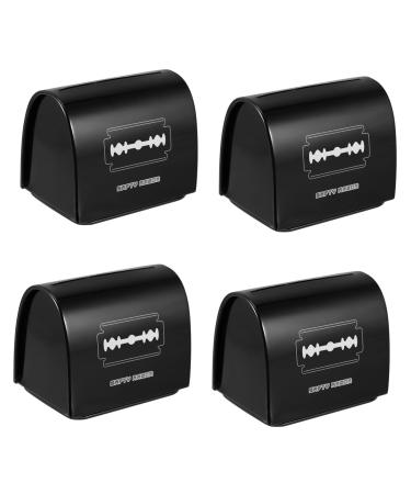 Minkissy 4 pieces Klingen Storage box donor case tin Disposal Fall Razor blades Bank hairdresser waste disposal case Storage container Razor blades Dumpster man square iron box