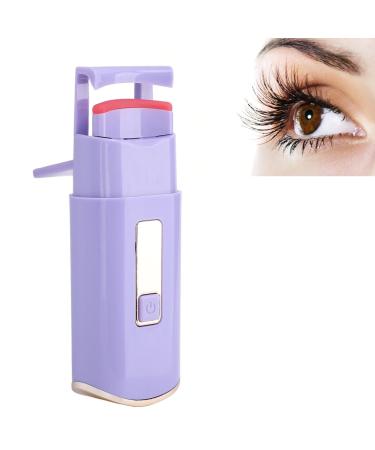 Heated Eyelash Curlers Electric Heated Eyelash Curler 8S Quick Heat Up Handheld Eyelash Heated Curler 3 Levels Temp Settings Eyelash Curler for Makeup Purple