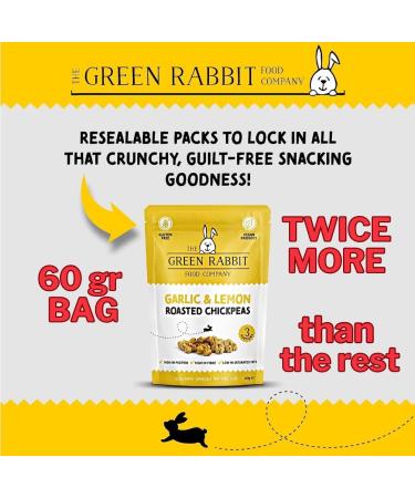 The Green Rabbit Gluten Free Roasted Chickpeas Garlic & Lemon Flavour - Healthy Snacks High in Plant-Based Protein & Fibre - Low in Fat Sugar & Calories - Vegetarian & Vegan Friendly - 6 Packs x 60g - Buy Online on GoSupps.com