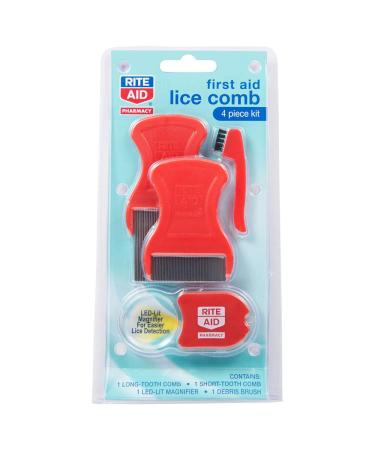 Rite Aid Head Lice Comb Kit with LED Magnifier - 4 Piece Kit | for Head Lice Treatment & Nit Removal