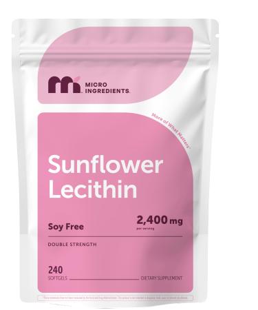 Micro Ingredients Sunflower Lecithin 2 400mg 240 Softgels | Natural Sunflower Seed Oil Source with Phosphatidylcholine | Soy Free Lecithin Supplement | Non-GMO No Gluten