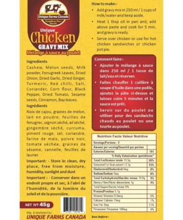 Unique Farms Canada Brown Gravy Mix (Chicken Gravy Mix 45g) - Buy Online on GoSupps.com