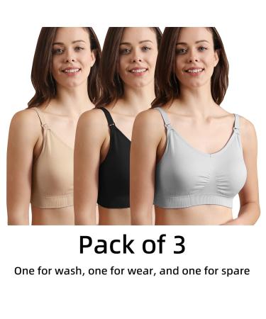 iLoveSIA 3PACK Hands-Free Nursing & Pumping Bra Set, Size 2XL, Black/Beige/Grey - Buy Online on GoSupps.com