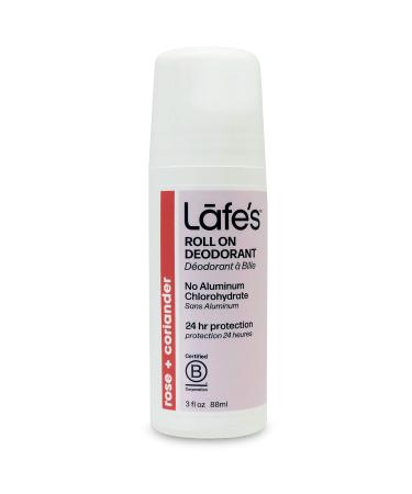 Lafe's Natural Deodorant | 3oz Roll-On Aluminum Free Natural Deodorant for Men & Women | Paraben Free & Baking Soda Free with 24-Hour Protection | Rose & Coriander - Formerly Bliss | Packaging May Vary 3 Ounce