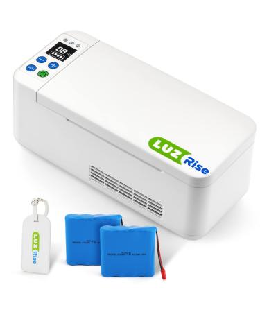 Luzrise 16H Insulin Cooler Travel Box 7.08*2.87*1.22  Capacity 3-5 Pen Diabetic Medicine Portable Refrigerator 35.6-68 Precise Temperature Control with Car Charger&USB (110V White with 2 battery) 110V White With 2 Battery