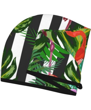 Microfiber Hair Drying Cap - Banana Leaf & Pink Flamingo Soft Towel Wrap for Quick Drying Curly Long & Thick Hair - Buy Online on GoSupps.com