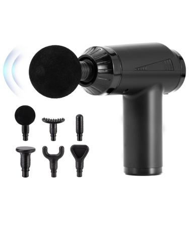 Massage gun depth tissue massager hand massager sports massage gun 5 speeds with 6 massage heads powerful percussion muscle massage gun for athletes black-A