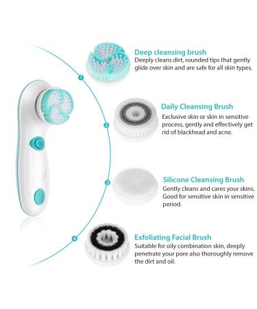 Rechargeable Facial Cleansing Spin Brush Set with 4 Exfoliation Brush Heads - Waterproof Face Spa System by CNAIER - Buy Online on GoSupps.com