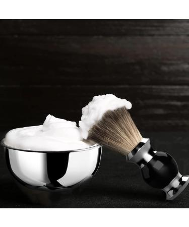 Grutti Vegan Razor Brush - Premium Soft Imitation Hair Shaving Brush Set - Black Acrylic & Metal Accents - Buy Online on GoSupps.com