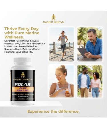 Conquest Nutrition Polar Pure Krill Oil. Phospholipid-Bound Omega-3 DHA EPA Astaxanthin. Support for Heart Brain Eyes & Comfortable Movement. Health & Wellness Support. 30 Softgels - Buy Online on GoSupps.com