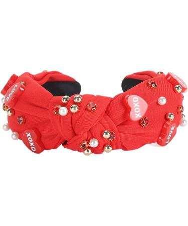Rhinestone Hair Band Acrylic Rhinestone Knotted Jeweled Headband Accessory for Bridal Shower (Red) - Buy Online on GoSupps.com