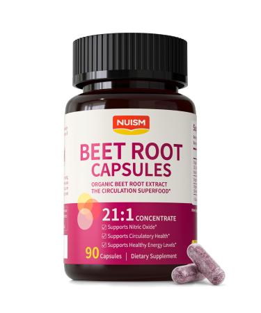 NUISM Beet Root Capsules with Organic Beetroot Extract Beets Supplement to Support Circulation & Blood Flow Nitric Oxide & Heart Health Antioxidant Formula