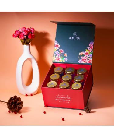 Blue Flower Tea Gift Set - 45 Assorted Tea Bags | Mother's Day Gift for Mom - 9 Flavors Flower Based Tea - Buy Online on GoSupps.com