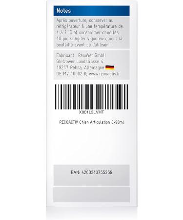 RECOACTIV Joint Tonic for Dogs 3 x 90 ML Dietary Food Supplement for Degenerative Joint Diseases with Green Mussel and Glucosamine - Buy Online on GoSupps.com