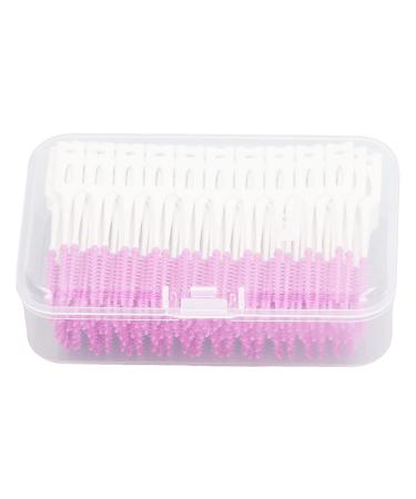 VIFERR Interdental Brush 200 Pack Silicone Teeth Cleaning Dental Floss Toothpick with Handle Container for Oral Care Purple