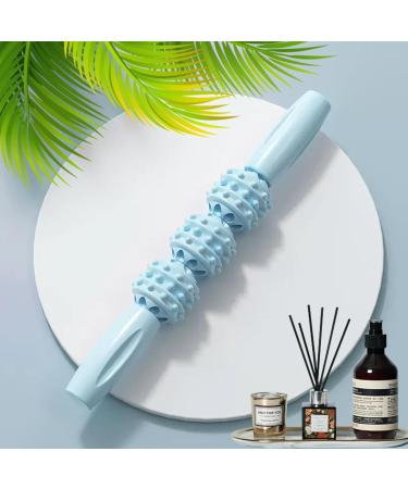 Massage Roller Stick & 3 Massage Balls - 360 Fascia Muscle Roller for Athletes | Handheld Stretching Tool for Legs Back & Shoulders (Blue) - Buy Online on GoSupps.com
