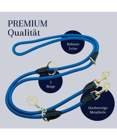 Buy Velvetier Adjustable Dog Leash 2m for Large & Medium Dogs | Durable Paracord & Nylon with 2 Carabiners - Royal Blue - Buy Online on GoSupps.com