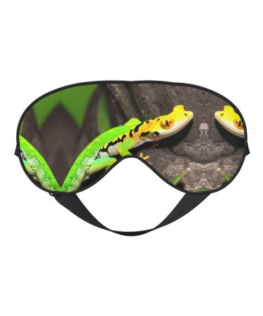 Green Geckos Print Unisex Sleep Mask Double-Sided Eye Mask Ideal for Sound Sleep and Skin Care
