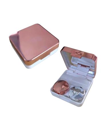 Contact Lens Case Portable Travel Glasses Box with Mirror Tweezers Remover Tool Solution Bottle for Travel & Home Use 3287 Rose Pink
