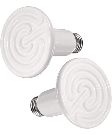 100W 2PACK White Ceramic Heat Lamp Bulb Infrared Reptile Heat Emitter Bulbs Heater Lamp for Pet Brooder Coop Chicken Lizard Bearded Dragon Turtle Snake Aquarium No Light No Harm (100W-2pcs)