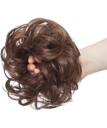 Scrunchie Bun Hairpiece - Wavy Curly Messy Updo Extensions in Dark Brown/Light Auburn - Buy Online on GoSupps.com
