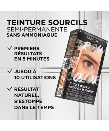 L Or al Paris - Teinture Sourcils Semi-Permanente - Tenue Jusqu 5 Semaines* - Premiers R sultats en 5 Min - Jusqu 10 Utilisations - Sans Ammoniaque - Brow Color - Teinte : 5.0 Brunette - Buy Online on GoSupps.com