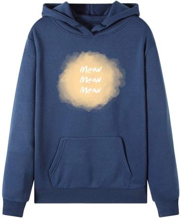 Bigfanshu in Women's Clothing Long Sleeve Print Hooded Sweatshirt Autumn&Winter Blouse Lady Tops Navy - Buy Online on GoSupps.com