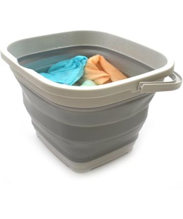 Sammart 11L Collapsible Rectangular Handy Basket - 2.9 Gallon Space-Saving Bucket, Gray - Buy Online on GoSupps.com