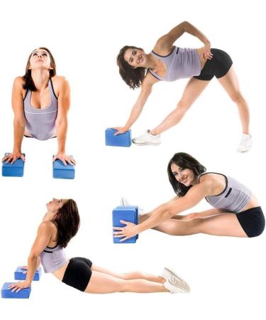 MEISONG Yoga Blocks 2 Pack Set - High Density Soft EVA Foam Blocks & Yoga Strap for Yoga, Pilates, Fitness - Pink - Buy Online on GoSupps.com