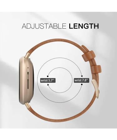 EDIMENS Genuine Leather Bands for Fitbit Versa 3 / Sense | Light Brown Small 5.7 - 7.8 - Buy Online on GoSupps.com