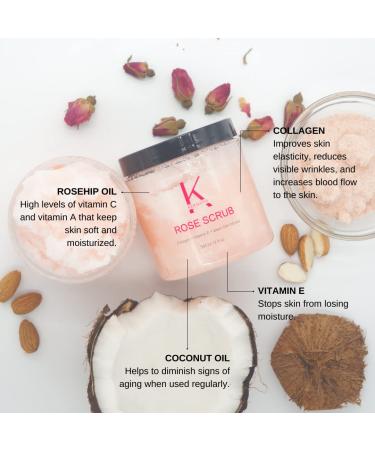 Keralove Body Scrub with Collagen and Stem Cells 12 oz - Exfoliating Himalayan Salt Scrub for Cellulite - Deep Cleansing for Acne Scars Wrinkles - Moisturizes Skin Rose 12 Ounce (Pack of 1) - Buy Online on GoSupps.com