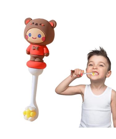 Buy Cute 3D Cartoon Brown Bear Children's Toothbrush - Soft Bristles for Toddlers (1-6 Years) - Odorless & Perfect for Kids - Buy Online on GoSupps.com