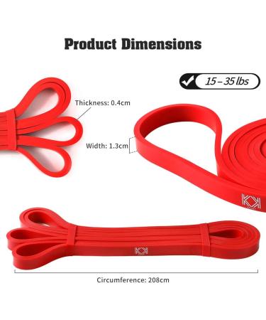KK Resistance Bands - Red 15-35 lbs - Pull Up & Stretch Bands for Home Gym, Yoga & Physical Therapy - Buy Online on GoSupps.com